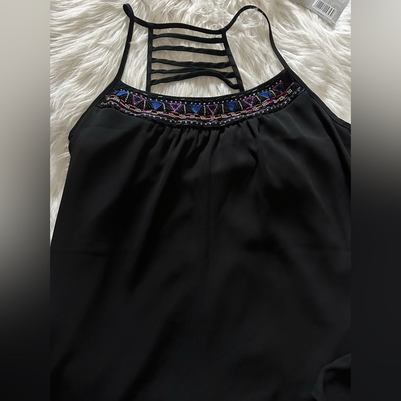 Black pink and blue beaded strap top - Picture 2 of 2